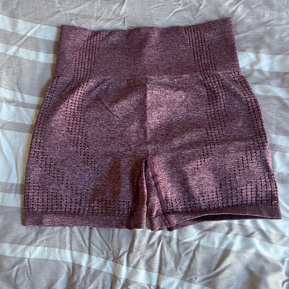 Burgundy Women's High-Waisted Workout Shorts